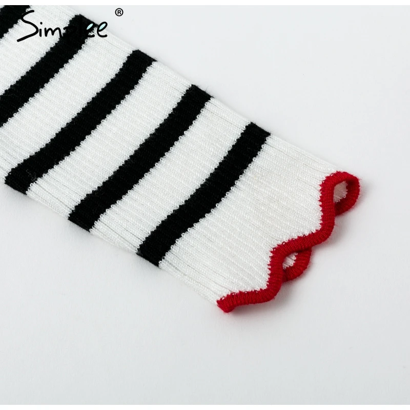 Simplee женский свитер в полоску с круглым вырезом и оборками сексуальный пуловер