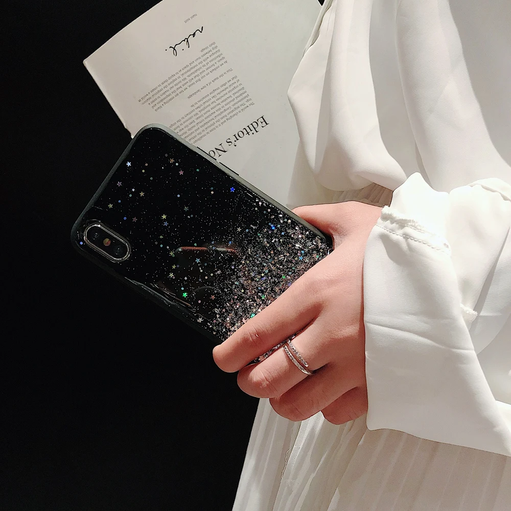 Bling Glitter Gold Foil Star Sparkle Soft Silicone TPU Case Cover For Xiaomi Mi 8 SE 5X 6X A1 A2 Lite Mix 2 2s Redmi 6 Pro Coque |