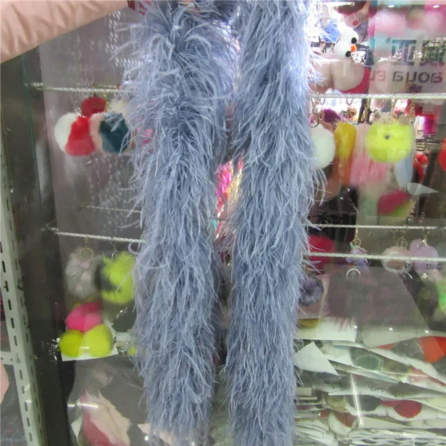 gray 2 м 6 слои серый натуральные перья страуса боа качество пушистые костюмы/отделкой для вечерние/костюм/шаль/доступны - Цвет: gray