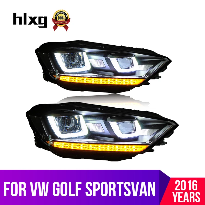 Для Volkswagen спортивный фургон Golf 2016 авто DRL светодиодная фара в сборе дневные