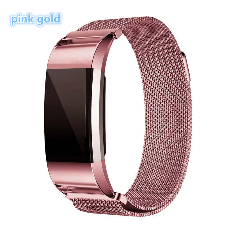 LNOP Миланская петля ремешок для браслета FitBit Charge 2 charge2 hr correa Нержавеющая сталь запястье ссылка браслет ремень аксессуары для часов - Цвет ремешка: pink gold