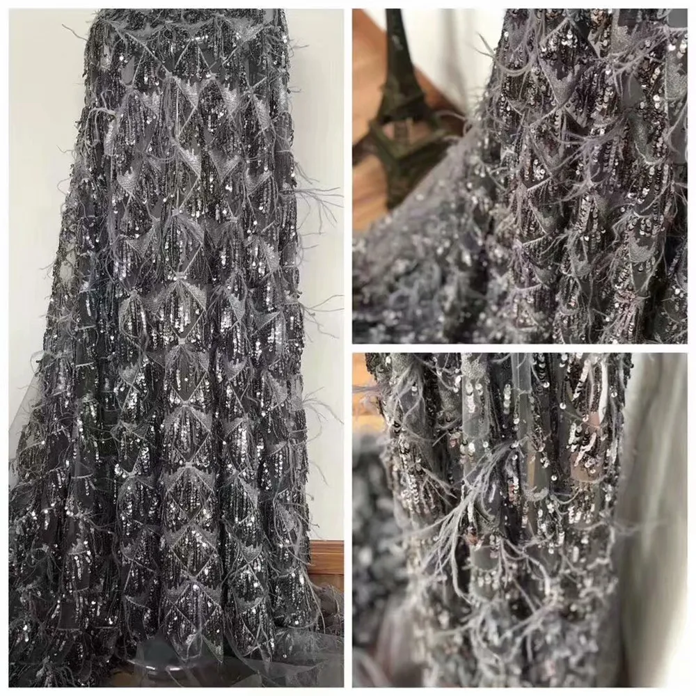 Лучшее качество Тюль Французский кружевной ткани с блестками последние