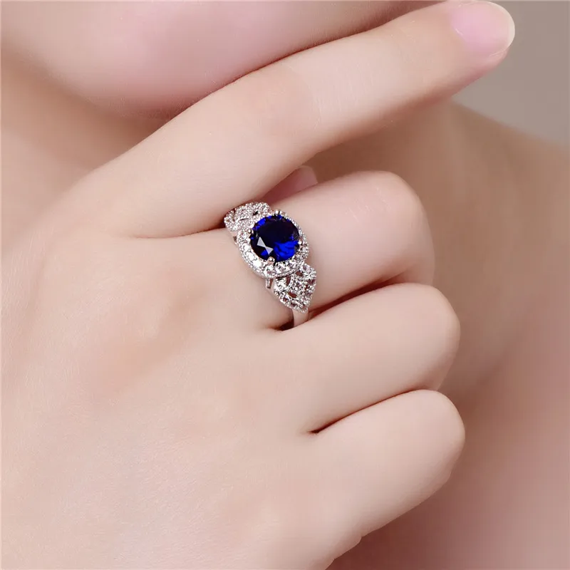 JROSE 2019 модные обручальные кольца для женщин круглые радужные синие циркониевые