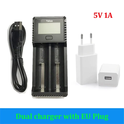 YK3 Charger with EU Yakee 2 слота ЖК-дисплей USB зарядное устройство для аккумуляторов 3,7 в 1,48 в Li-Ion NiCd NiMh AAA LiFePO4 18650 26650 14500 - Цвет: YK3 Charger with EU