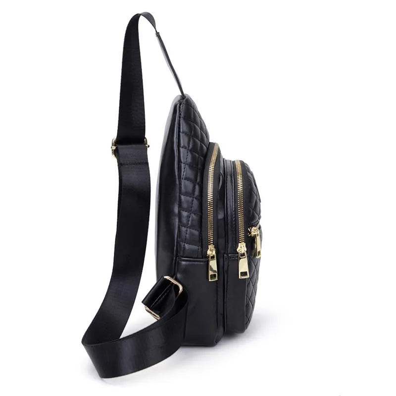 Нагрудная сумка женская из искусственной кожи клетчатый саквояж с вышивкой