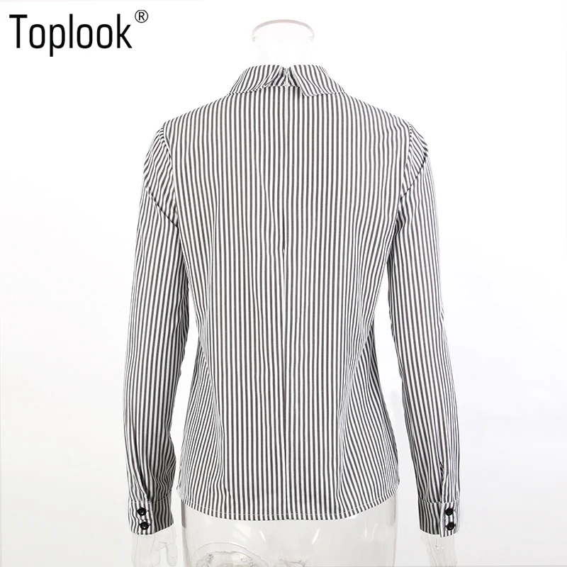 Toplook элегантные офисные полосатая блуза Для женщин 2018 Весна Новая мода рубашка на
