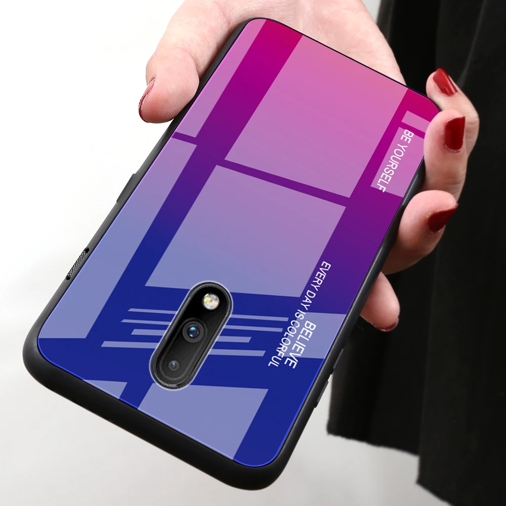 Градиентный стеклянный чехол для Oneplus 6 T силиконовая рамка жесткая стеклянная