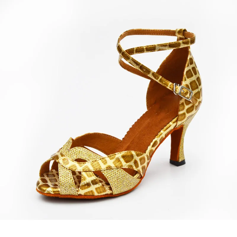 golden heel 5cm Новинка, Женская Обувь для бальных танцев, латинских танцев, танго, распродажа, обувь для латинских танцев, сандалии для девочек - Цвет: golden heel 5cm