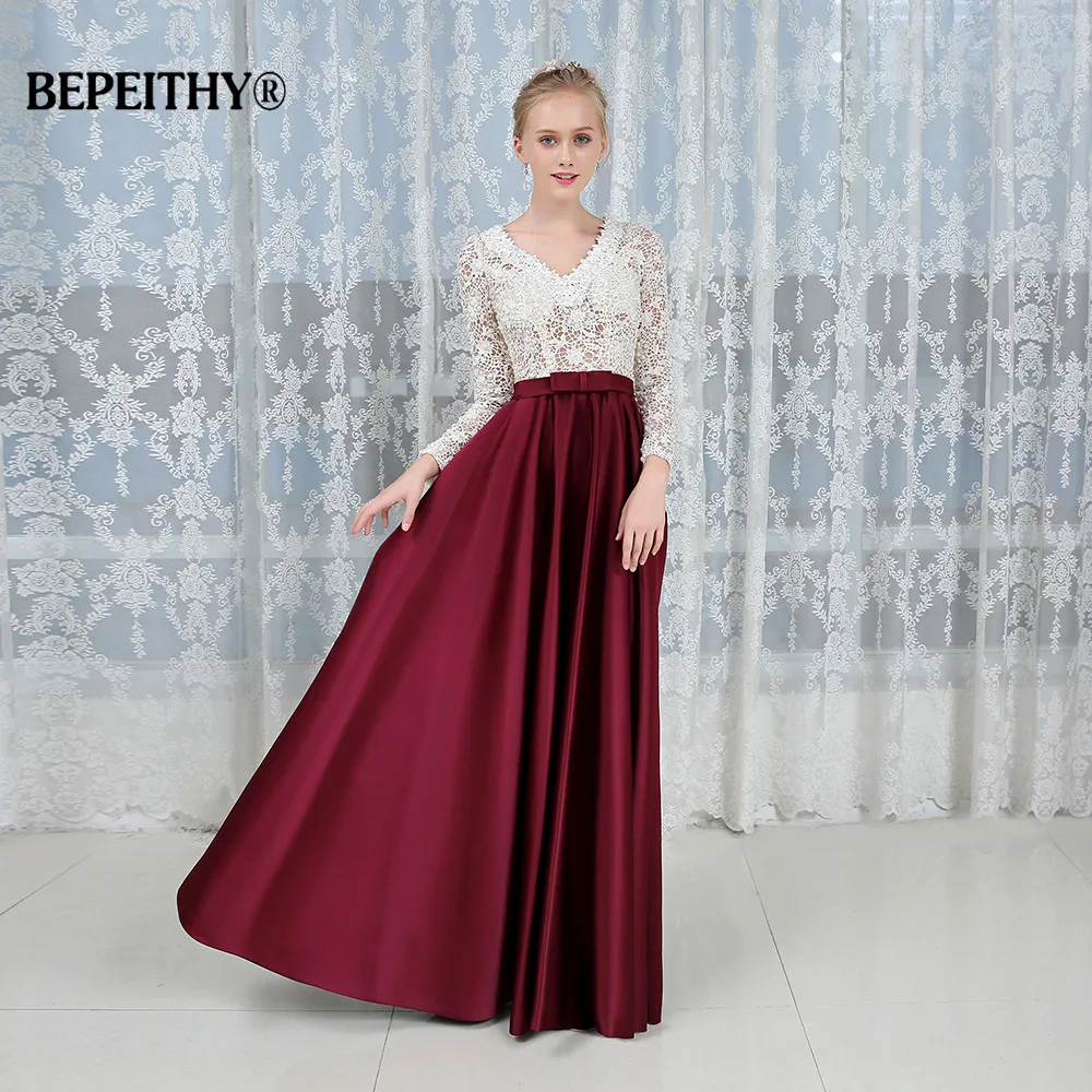 Robe De Soiree кружевное длинное платье с длинными рукавами для выпускного вечера 2019