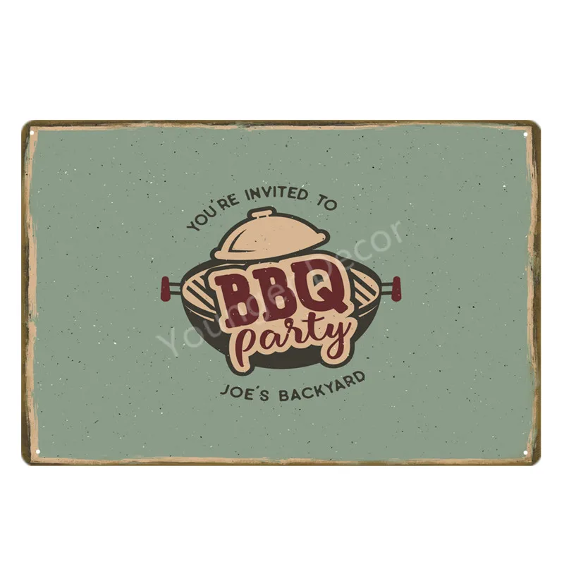 YD0184H Dad's BBQ вечерние металлические вывески для барбекю в античном стиле, для бара, отеля, стейка, дома, декор в стиле ретро, Настенная роспись, табличка YH043 - Цвет: YD0184H
