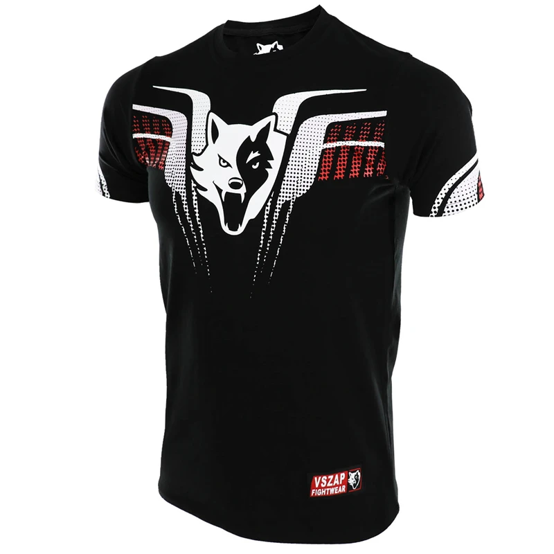 Сжатый Джерси для мужчин хлопок короткий рукав кикбоксинг топ тройники футболки