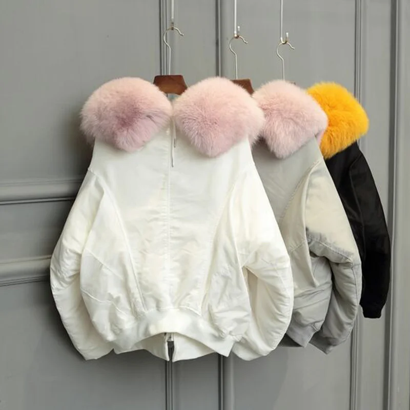 2018 зимняя куртка женская большой натуральный мех зимнее пальто Женская белая