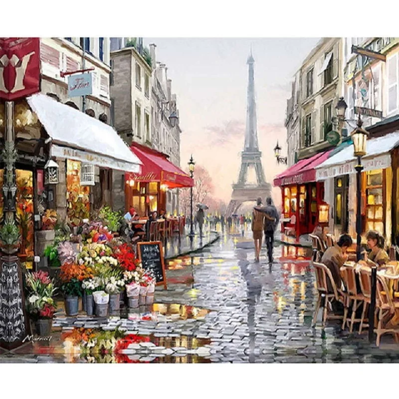 

Diy Diamond Painting Paris street scene Tower Cross Stitch Kits Full square/round Diamond Embroidery Mosaic Home Decor WG168