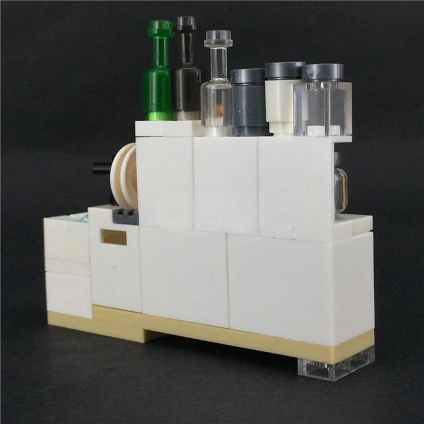 Одиночная модель игрушечного шкафа посуда блок кухонные аксессуары кубики MOC