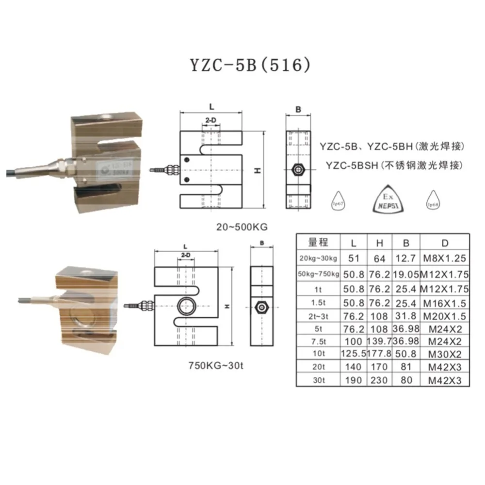 YZC-516 7,5 T тензодатчик S структура луча электронный датчик массы давления