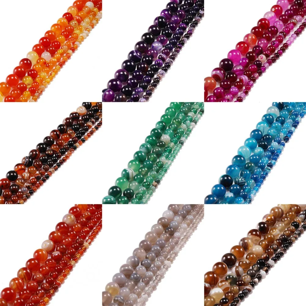 

1Strand/Lot 4-12mm Multiple Colour Natural Stone Beaded Agates Yoga Spacer Round Beads Braceletfor DIY Jewelry Making Supplies