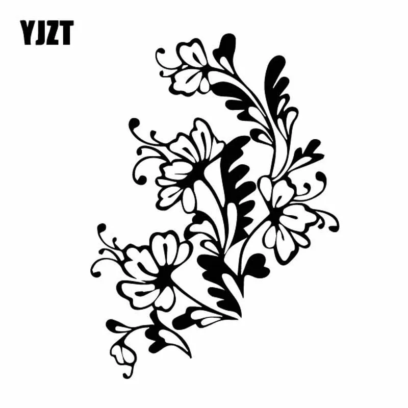 

YJZT 11.7CM*16.2CM Amazing Flowers Window Vinyl Decal Interesting Car Sticker Black/Silver C27-0013