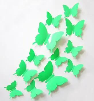 12 шт./компл. Новое поступление 3D творческий наклейки на стену с Бабочка ПВХ обувь с украшениями в виде цветков и бабочек, стикеры для домашнего декора - Цвет: Green