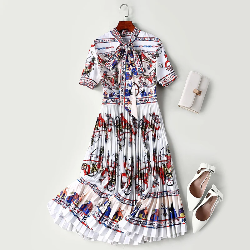 2019 Для женщин Подиумные платья с воротником-стойкой и галстуком-бабочкой