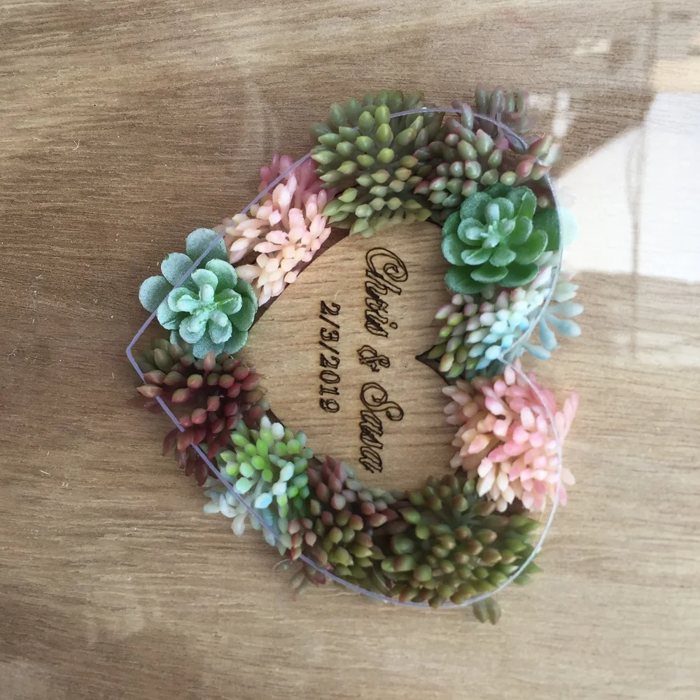 Wedding drop box Succulent Cactus Wrcath Personalised Guest book Frame Sign Book decoration wooden | Дом и сад