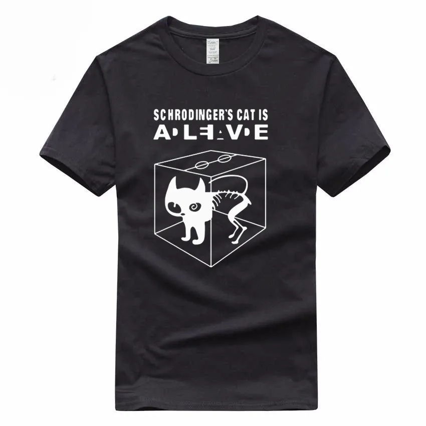 Забавная футболка из 100% хлопка с рисунком кошки Шредингера большого взрыва