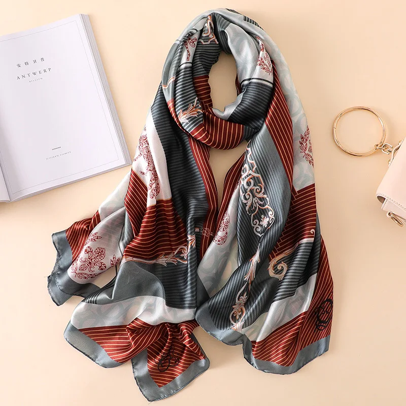 Новый осенний модный 100% шелковый шарф женские роскошные брендовые качественные