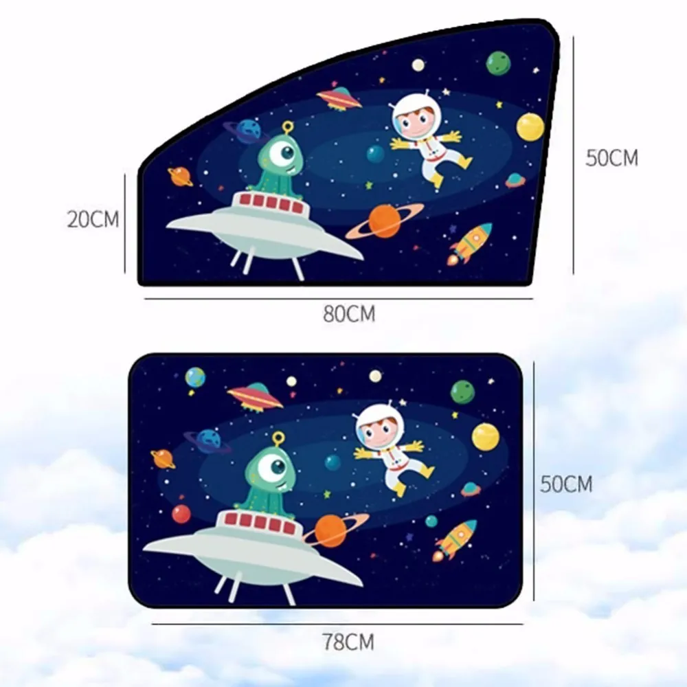

Universal UV Protection Shield Mesh Cover Children Car Window Sun Shades Cartoon Curtain Magnetic Sunshades Side Window