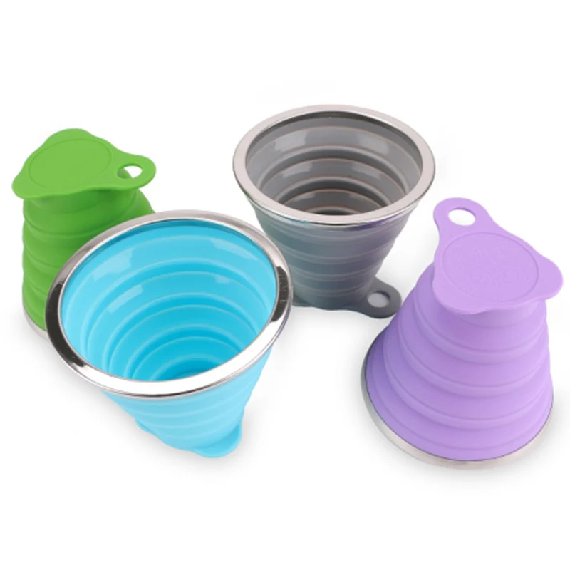 Дорожная чашка 270 мл выдвижные складные чашки из нержавеющей стали и силикона