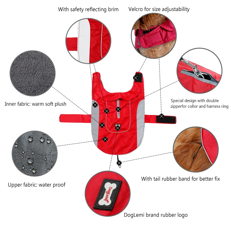 Зимнее мягкое пальто DogLemi для домашнего питомца теплая флисовая