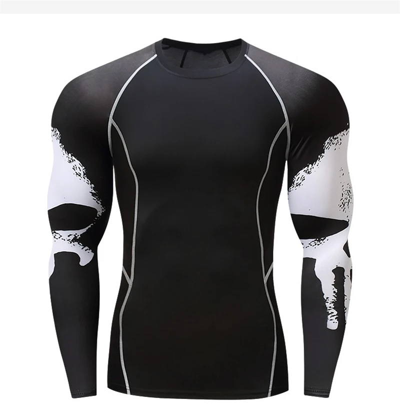 Gym T Shirt Men High Elastic Quick Dry Sports Tights Raglan Long Sleeves Wear Training Fitness Running Clothes AF1017 | Спорт и