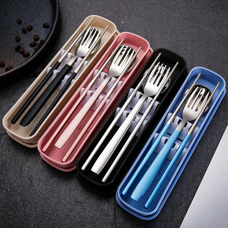 Портативный набор столовых приборов из нержавеющей стали SUS304 3 шт. вилка палочка
