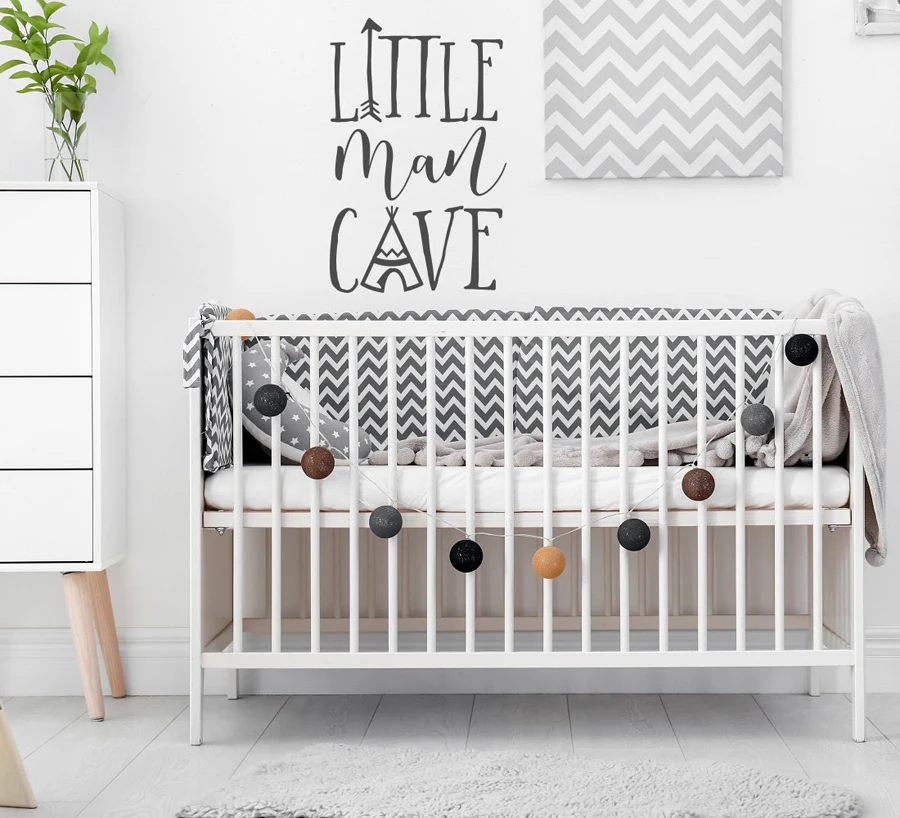 

Nursery Decal for Baby Boy Girl Little Man Cave Vinyl Wall Sticker for Kids Room Door Decals Tribal Woodland Rustic Stickers G82