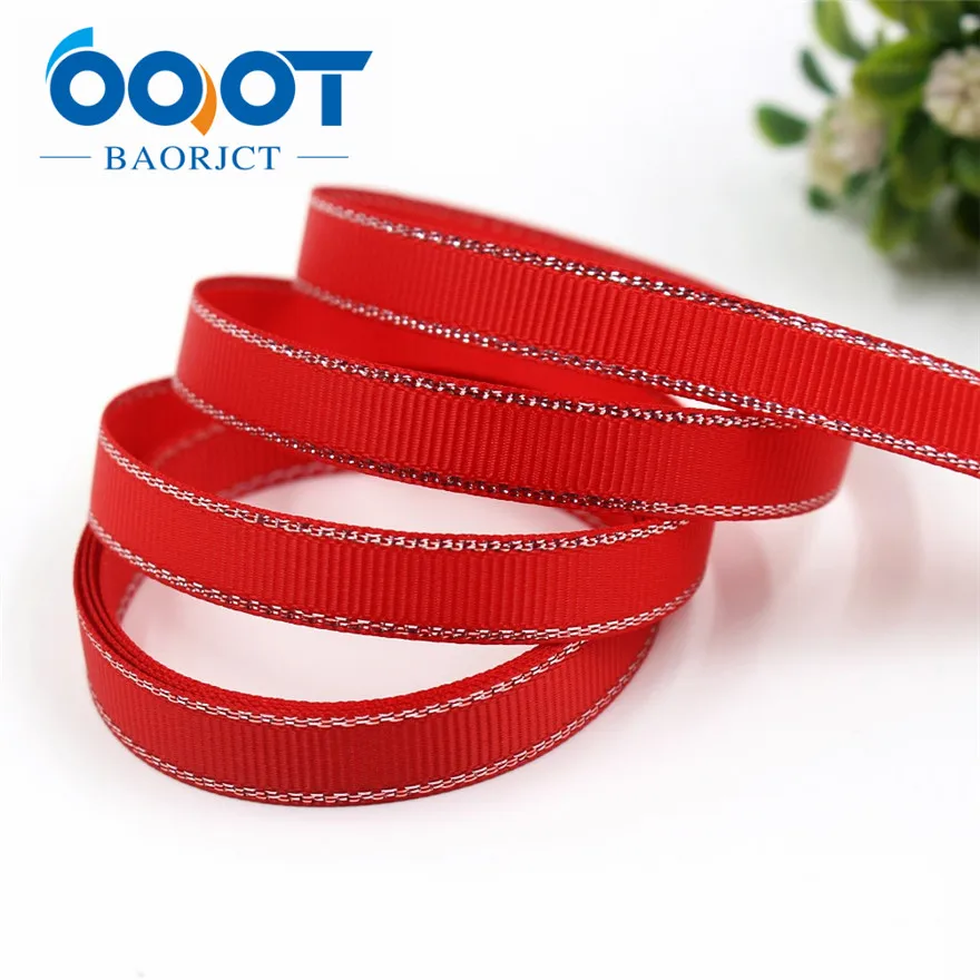 I-19316-574 OOOT BAORJCT I-19316-565 10 мм 10 ярдов Серебряный двусторонний grosgrain ленты, DIY лук кепки аксессуары и украшения - Цвет: I-19316-574