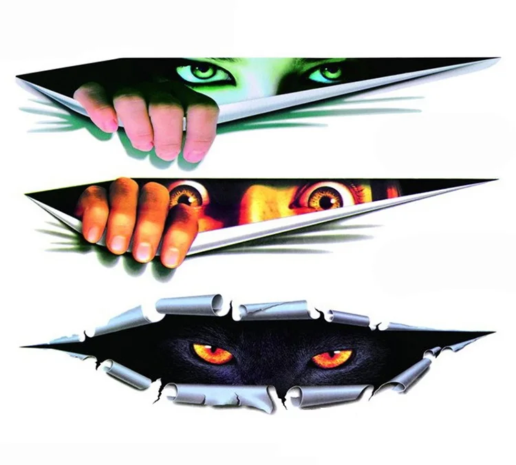 

3D Peeking Eyes Car Sticker Horrible Woolf Eye Car Rear Mirror Stickers Monster Lady Car Body Sticker Cat Eye Car Styling