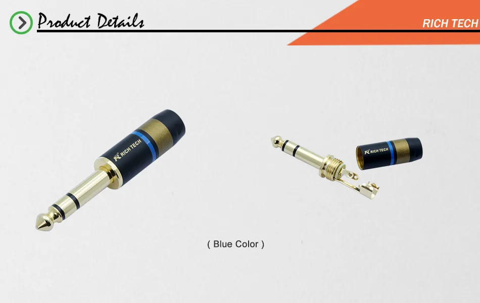 Комплект из 2 предметов, 3-сваевыдрегиватель 6,35 Динамик Plug Позолоченные аудио разъем 6,35 мм стерео джек сборки микрофон разъем провода