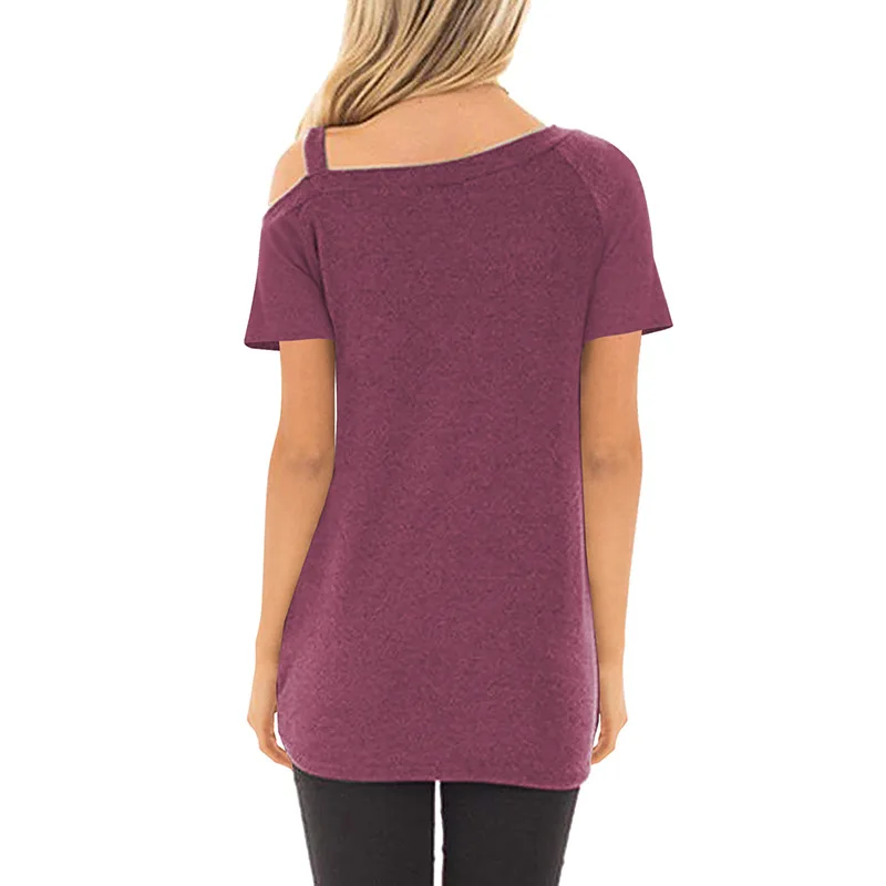 Женская крученая футболка с открытыми плечами однотонная Повседневная коротким