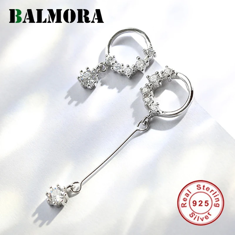 BALMORA,, настоящее 925 пробы, серебряные, круглые, асимметричный дизайн, серьги-гвоздики для женщин, девушек, подарок, серьги, ювелирное изделие, YCE2947