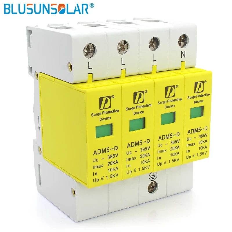 Качественный бытовой 4P 20KA 110V 220V 380V AC Din Rail SPD Anti lightning защита от скачков