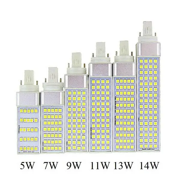 G24 E27 5W 7W 9W 11W 13W 15W 85 V-265 V/AC горизонтальная штепсельная лампа SMD5050 bombilas LED PL