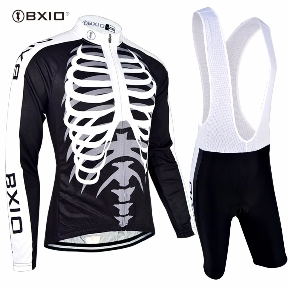 

Bxio Long Sleeve Cycling Sets Pro Autumn Mountain Bike Clothing MTB Black Skull Bicycle Jerseys Top Rate Maillot Ciclismo 042