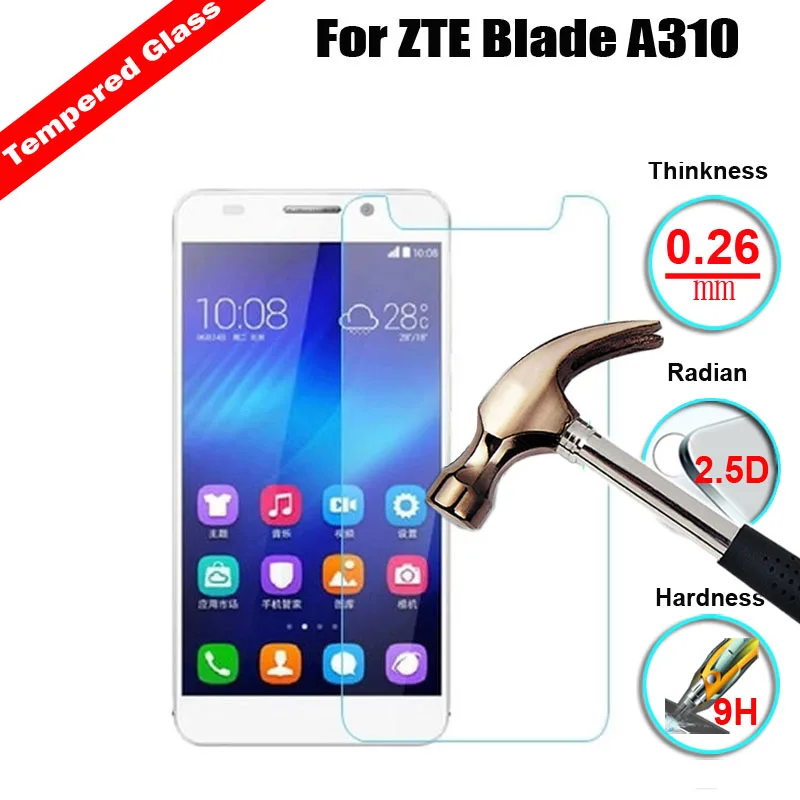 Закаленное стекло 9H 2.5D для ZTE Blade A310 ультратонкая Противоударная защита от