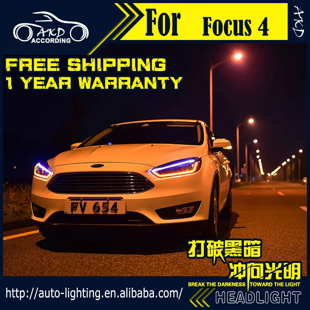 АКД стайлинга автомобилей фара для Ford светодиодная фара для Focus- фокус 4 светодиодный DRL D2H Hid динамический сигнал поворота Bi Xenon луч