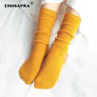 EIOISAPRA Высокие Школьные носки с ворсом для девочек, свободные однотонные милые вязаные спицы для женщин
