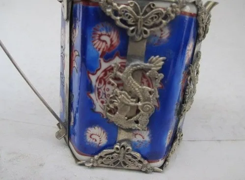 YM 314 Chinese ancient Tibet copper relief dragon monkey butterfly ceramic teapot | Дом и сад