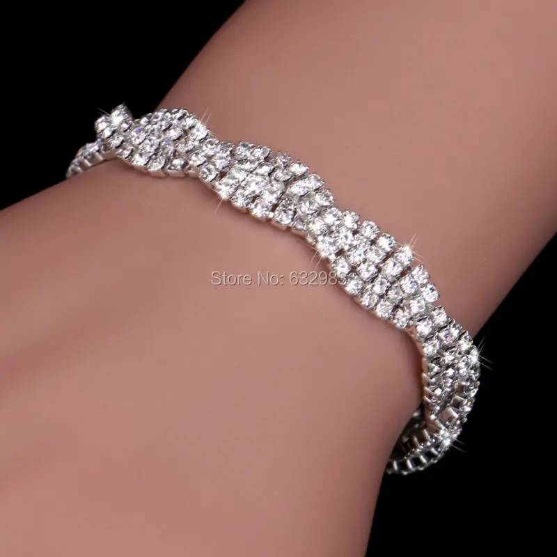 Набор ювелирных изделий Стразы из сверкающего серебристого кристалла Свадебный