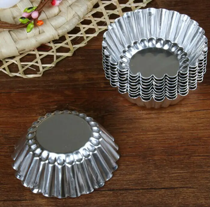 

Wholesale 100pcs/lot custard tart design Aluminum Lace Portuguese egg tarts shortcrust pastry tart egg tart pans Free shipping