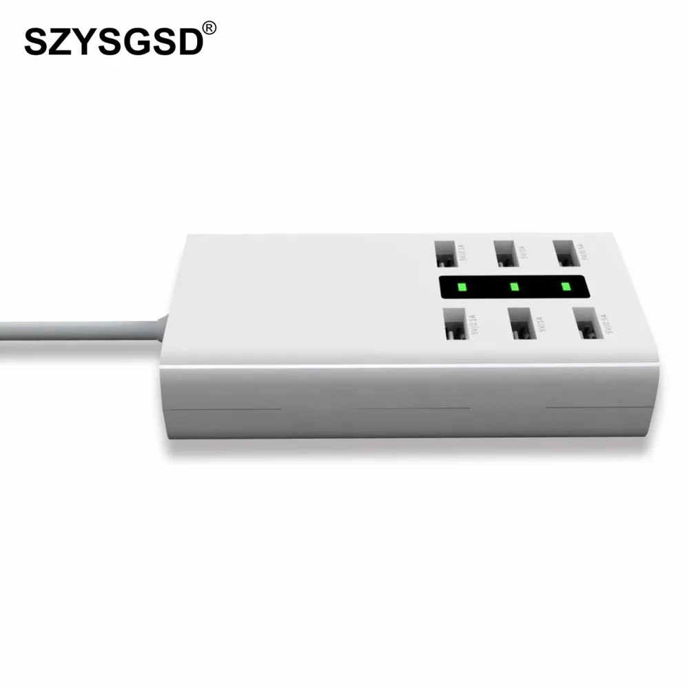 SZYSGSD 6 Порты и разъёмы USB Зарядное устройство Smart для iPhone X 8 samsung S9 Desktop Multi быстро