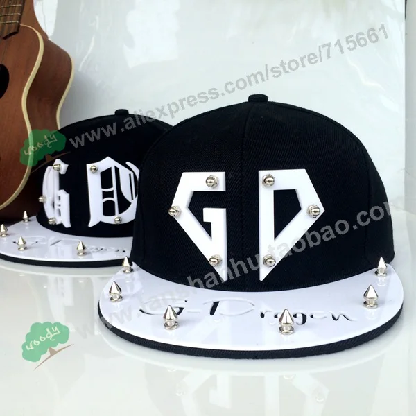 Модная корейская шляпа Bigbang GD кепка с надписью G-dragon шипы заклепками 3D акриловая