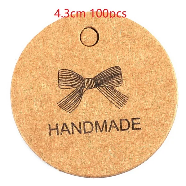 4.3cm 100pcs 100 шт. крафт-бумага прекрасные Подарочные Метки DIY ручной работы ценники Сумки для выпечки упаковочные этикетки для цветочной косметики ювелирные изделия бутылки напиток - Цвет: 4.3cm 100pcs