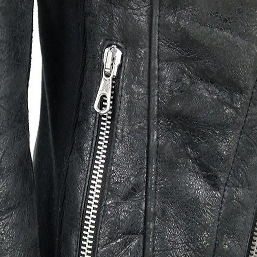 Женское кожаное пальто с воротником из искусственного меха Modecrush черная верхняя